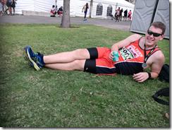 Photo laying down after the marathon