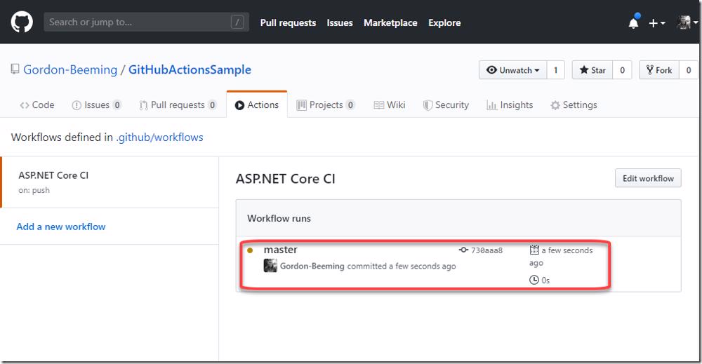 GitHub Actions run details