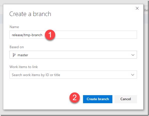 VSTS new branch dialog