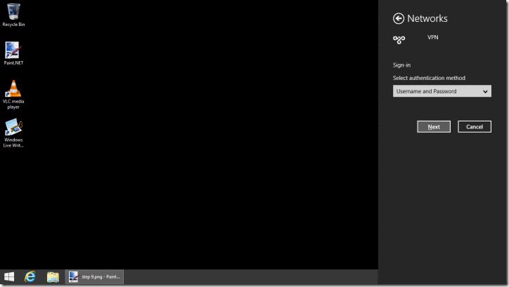 Windows 8.1 VPN authentication - Username and Password