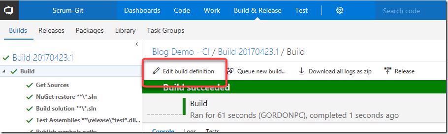 VSTS/TFS: Edit build definition button.