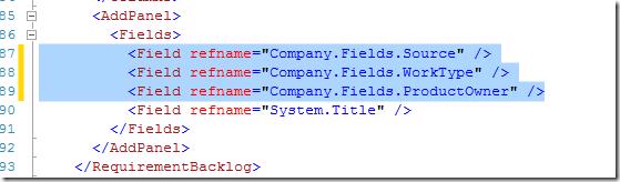 ProcessConfiguration.xml with extra fields in Add Panel