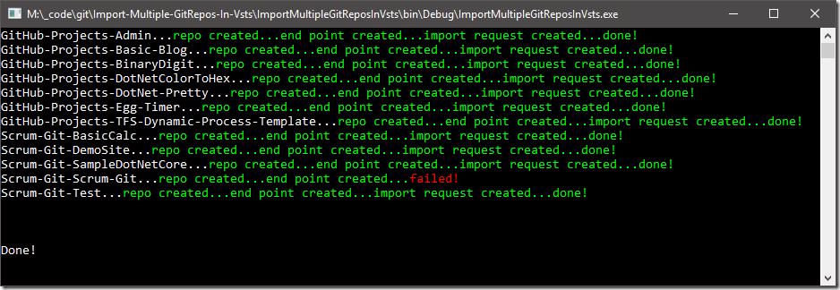 C# code showing ImportReposFromFile method