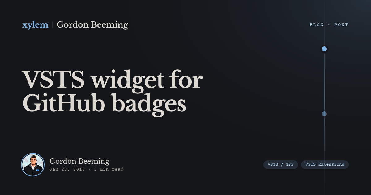 VSTS widget for GitHub badges | Gordon Beeming